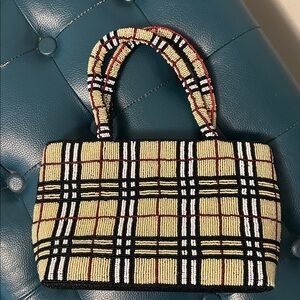 Fully Beaded Plaid Handbag, a famous Plaid design, Unbranded. NWOT
